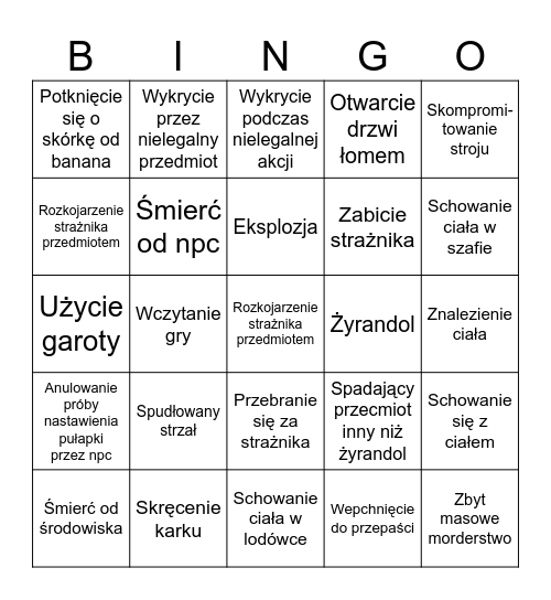 Hitman bingo Card