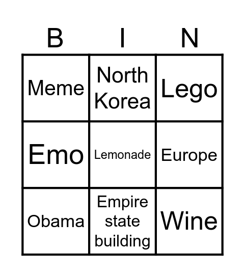 Infinite craft Bingo Card