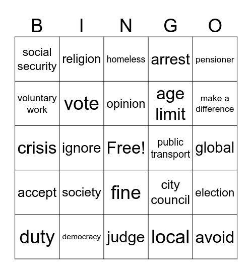 BINGO SOCIETY Bingo Card