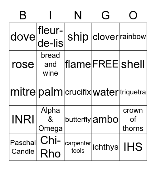 Catholic Symbols Bingo Card