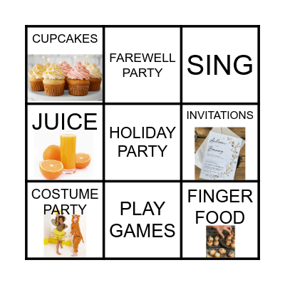 PARTY VOCABULARY BINGO Card