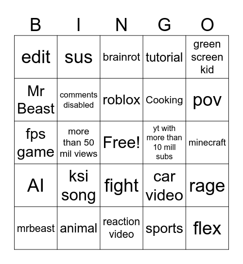 Number Bingo 1-75 Bingo Card
