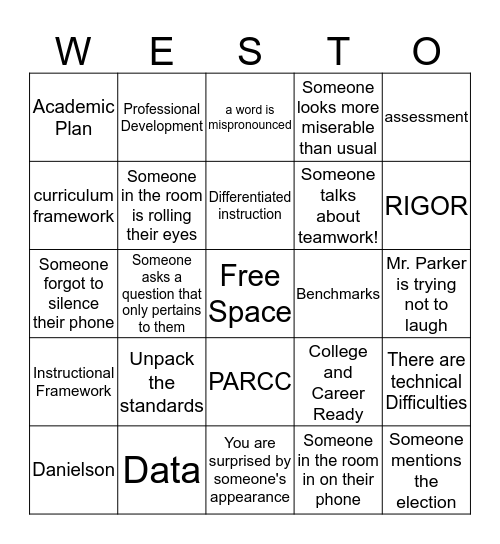 First Faculty Day Bingo! Bingo Card