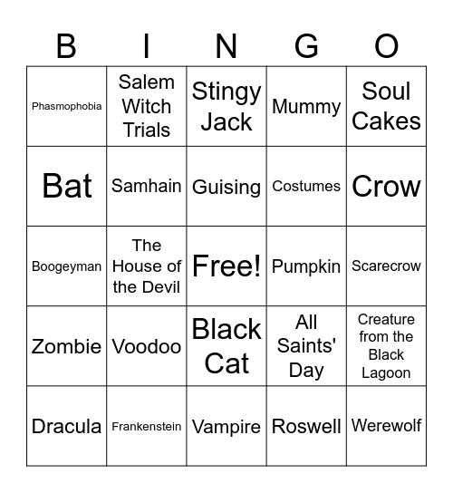 Happy Halloween! Bingo Card