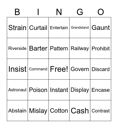 SRP Bingo Card