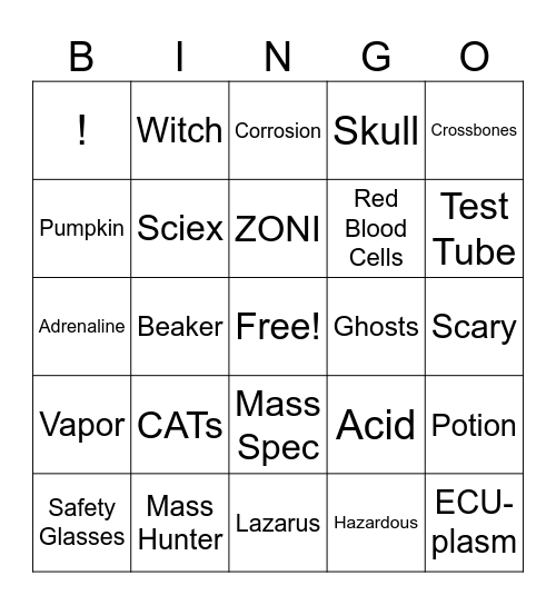 CMSL Halloween Bash Bingo Card