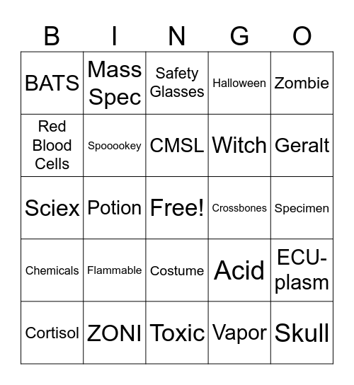 CMSL Halloween Bash Bingo Card