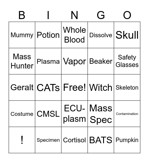 CMSL Halloween Bash Bingo Card