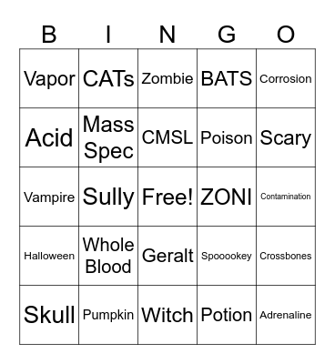 CMSL Halloween Bash Bingo Card