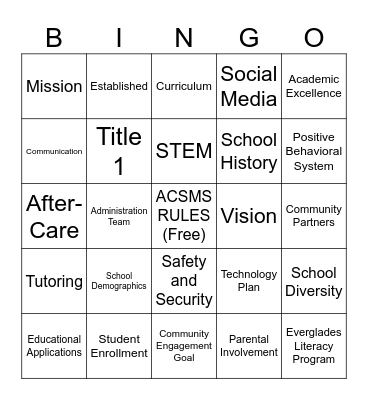 ACSMS Bingo Card