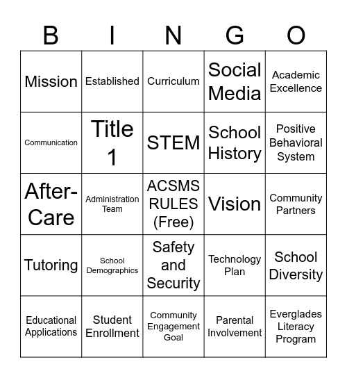 ACSMS Bingo Card