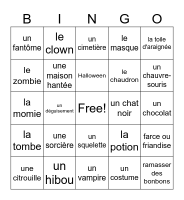 Halloween Bingo Card