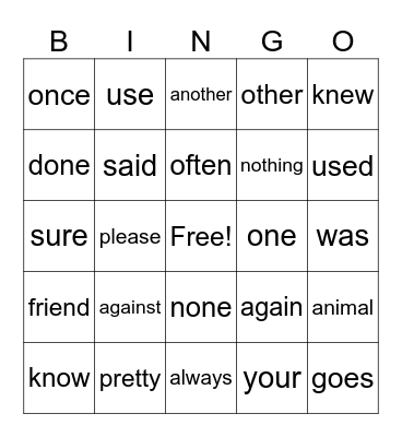 words with: wh - ch - sh - th - ck Bingo Card