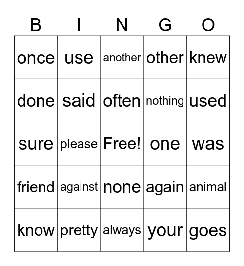 words with: wh - ch - sh - th - ck Bingo Card