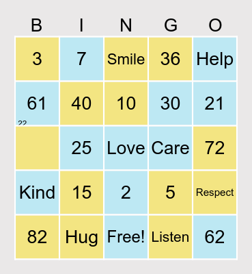 Kindness day bingo Card