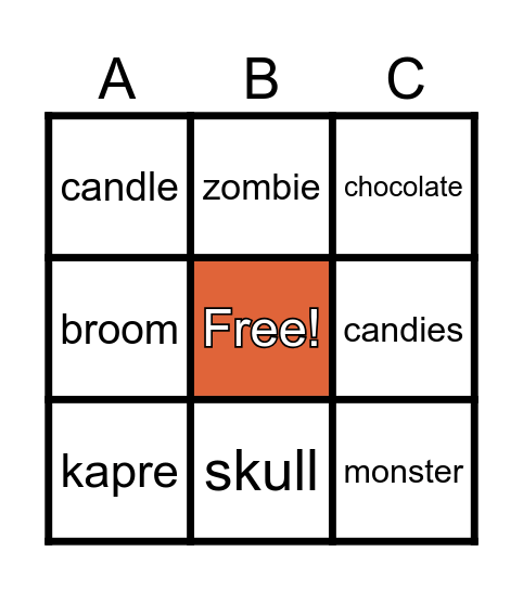 Halloween Bingo Card