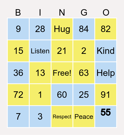 Kindness day bingo! Bingo Card