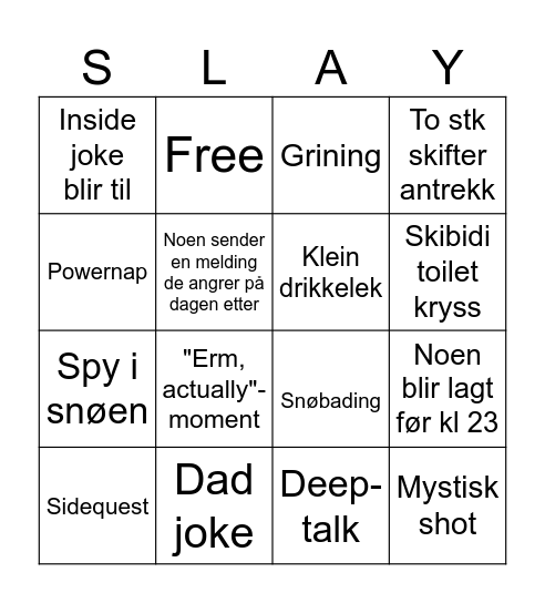 HYTTETUR H24 Bingo Card