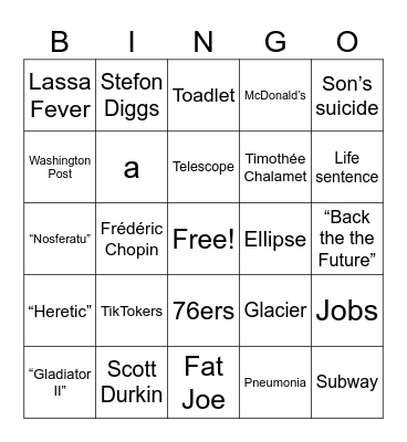 Breaking News Bingo 10/30 Bingo Card