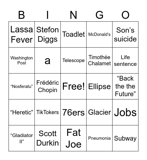 Breaking News Bingo 10/30 Bingo Card