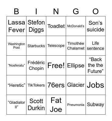 Breaking News Bingo 10/30 Bingo Card