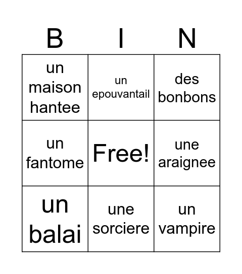 L'Halloween Bingo Card