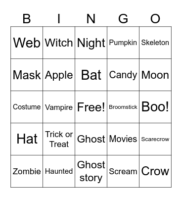 Halloween Bingo Card