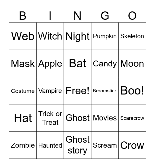 Halloween Bingo Card