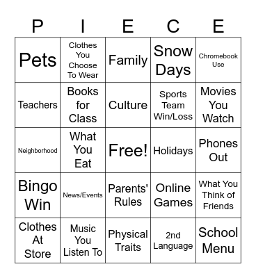 Analyze Influences Bingo Card