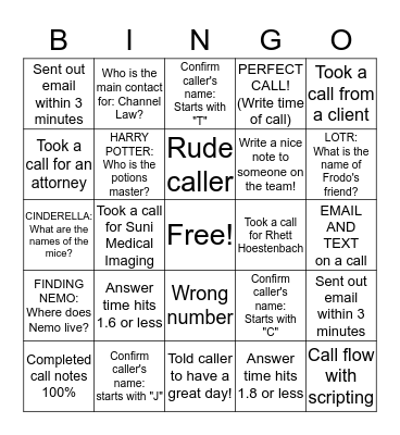 Green Team  Bingo Card