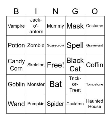 Halloween Bingo Card