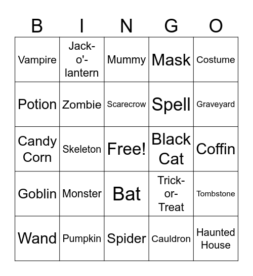 Halloween Bingo Card