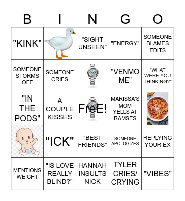 LIB Season 7 Reunion Bingo Card