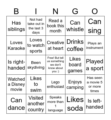 Fun Bingo Card