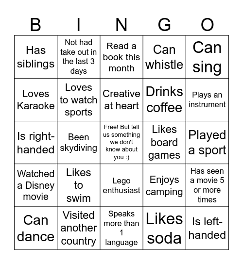 Fun Bingo Card