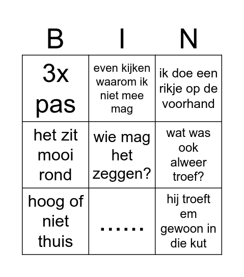 Rik bingo Card