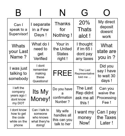 PCC BINGO Card