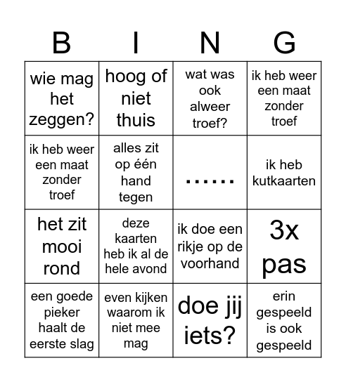 Rik bingo Card