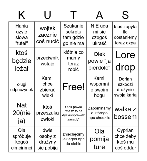 Bingo Bongo Bango Bingo Card