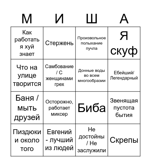 МИШАБИНГО v4 Bingo Card