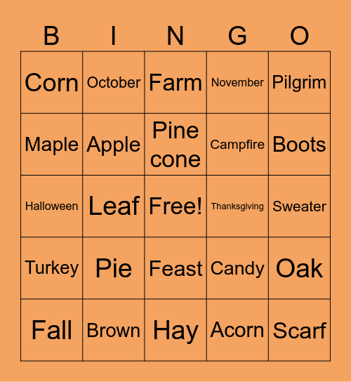 Fall Festival BINGO! Bingo Card