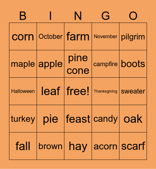 Fall Festival BINGO! Bingo Card