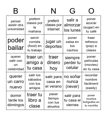 Encuenta una person que..... Bingo Card