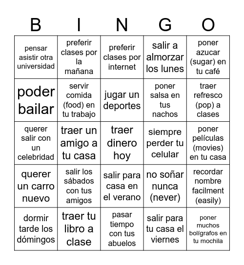 Encuenta una person que..... Bingo Card