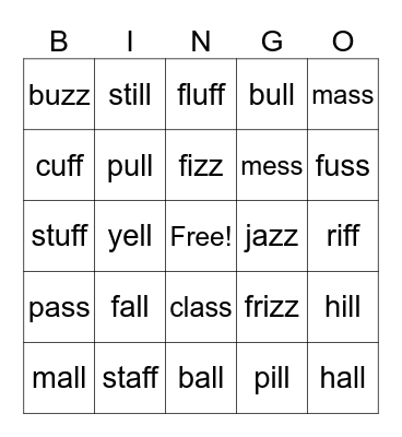 Double Consonant Bingo Card