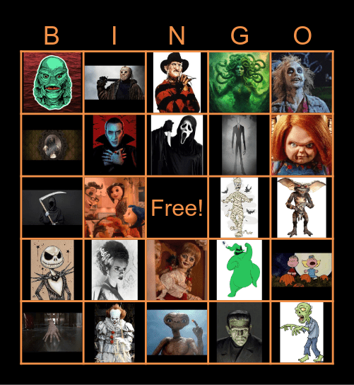 Halloween Movies and Monsters 2.0 Bingo Card