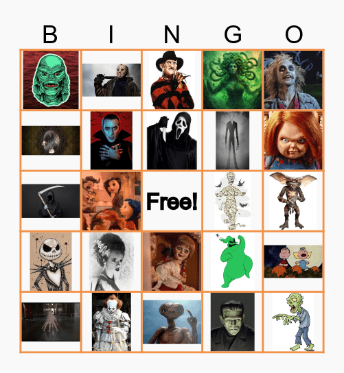 Halloween Movies and Monsters 2.0 Bingo Card