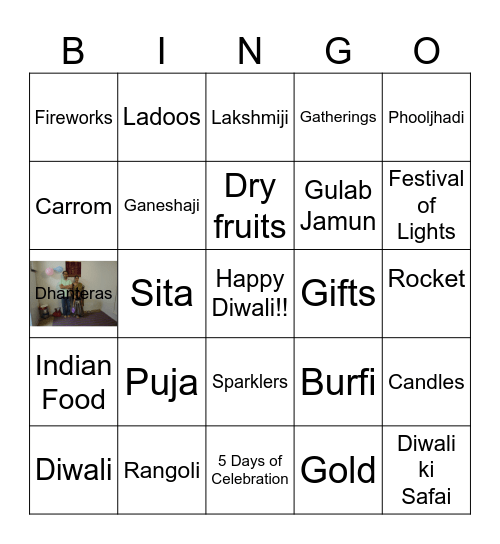 Diwali Bingo Card