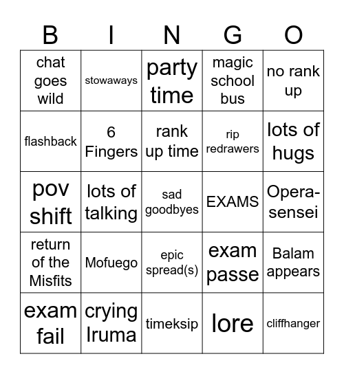 Yapping Bingo Card