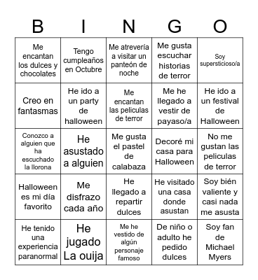 Bingo Edición Halloween Bingo Card